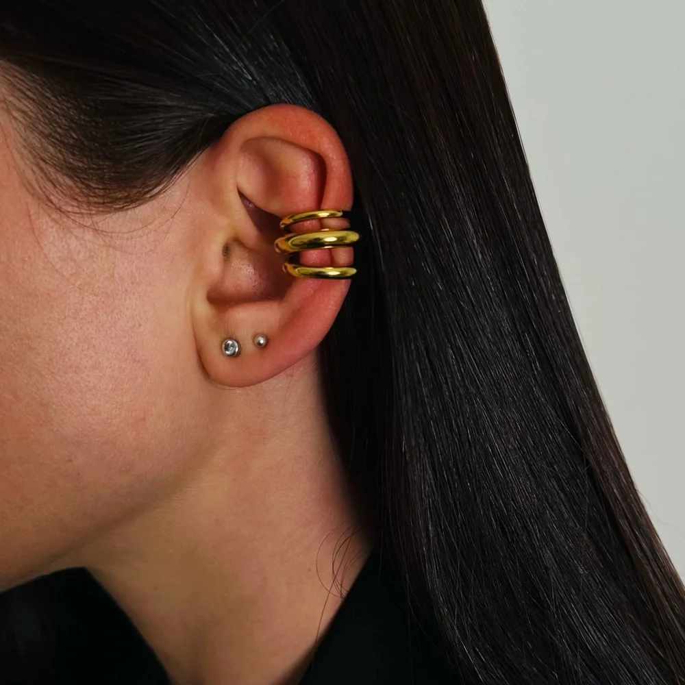 New Ear Cuff Earrings Non Piercing Trendy  Gold Ear Clip statement - Picture 2 of 7